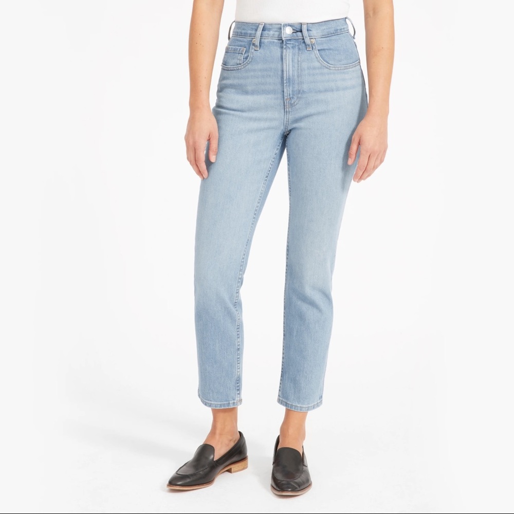 Everlane High Rise Straight Sky Blue Jeans